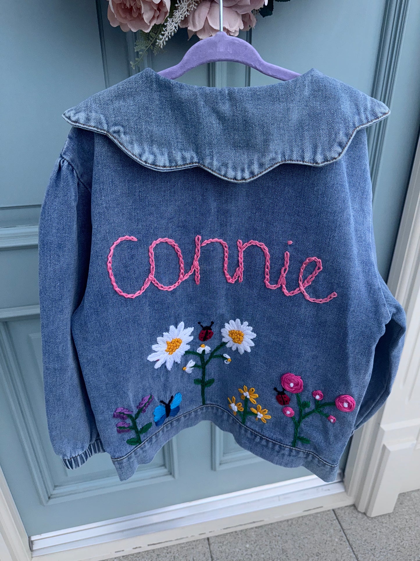 Personalised scalloped collar denim jacket