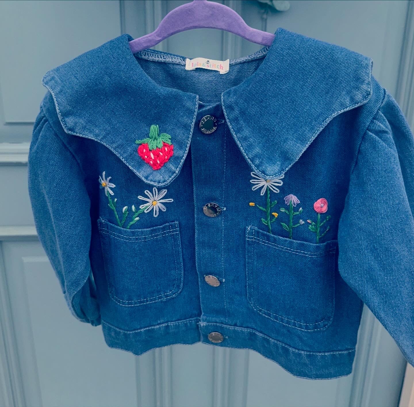 Personalised scalloped collar denim jacket