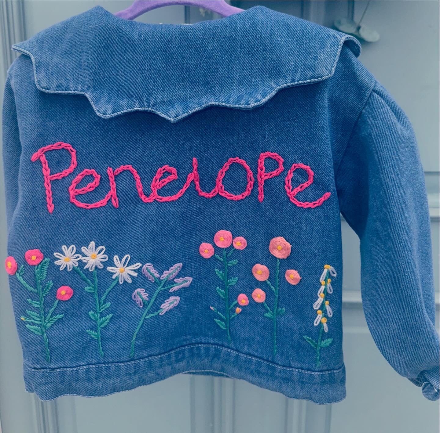Personalised scalloped collar denim jacket