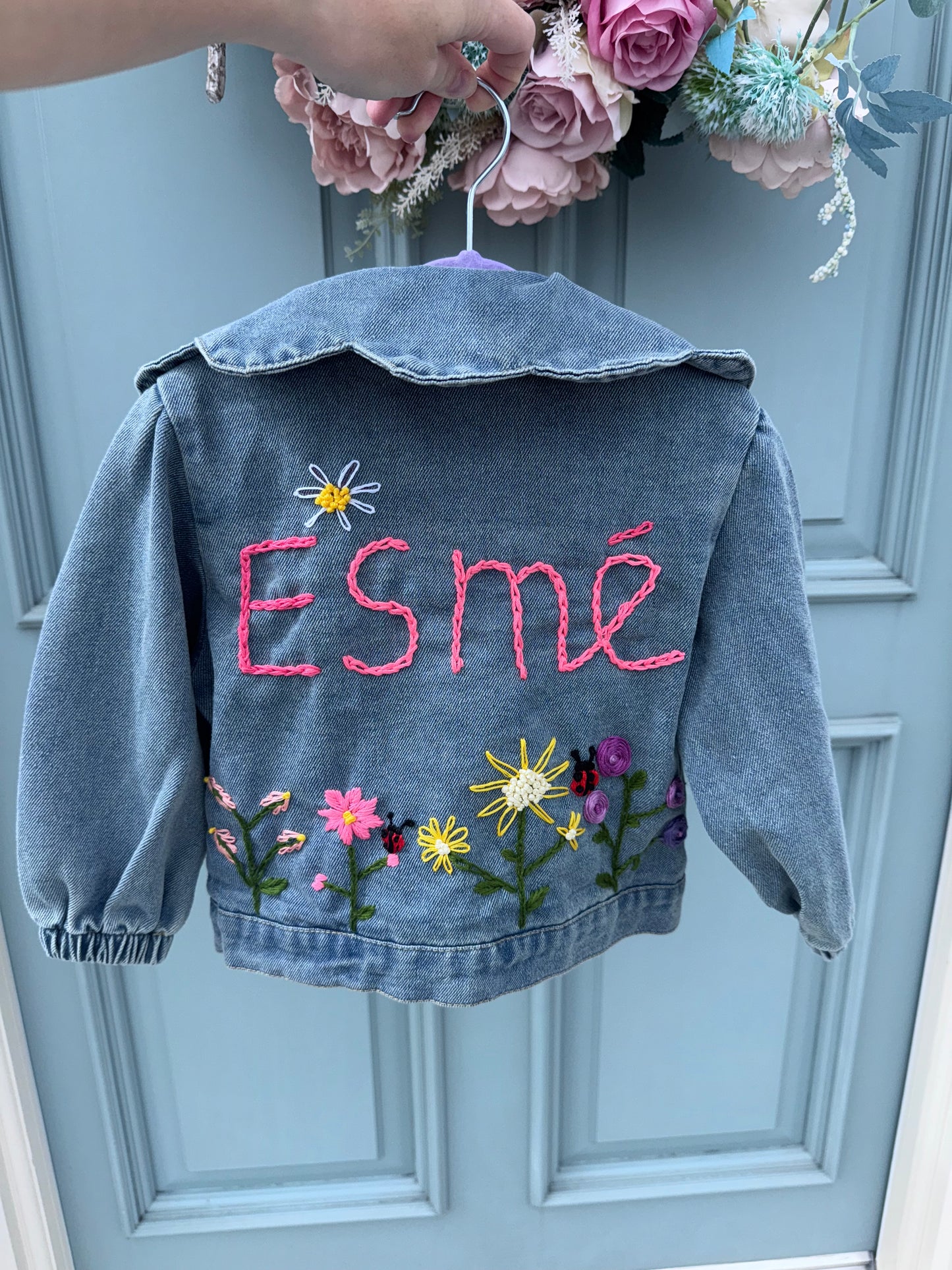 Personalised scalloped collar denim jacket