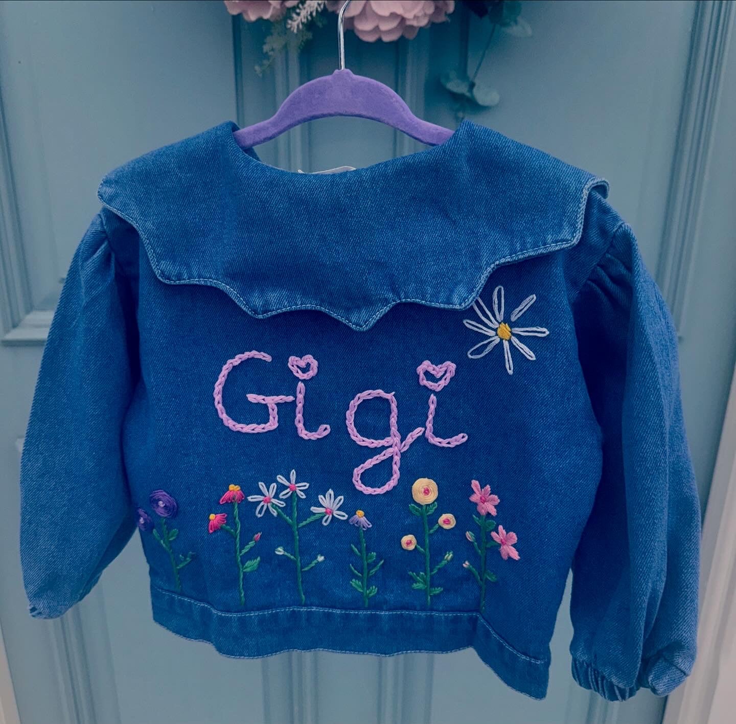 Personalised scalloped collar denim jacket