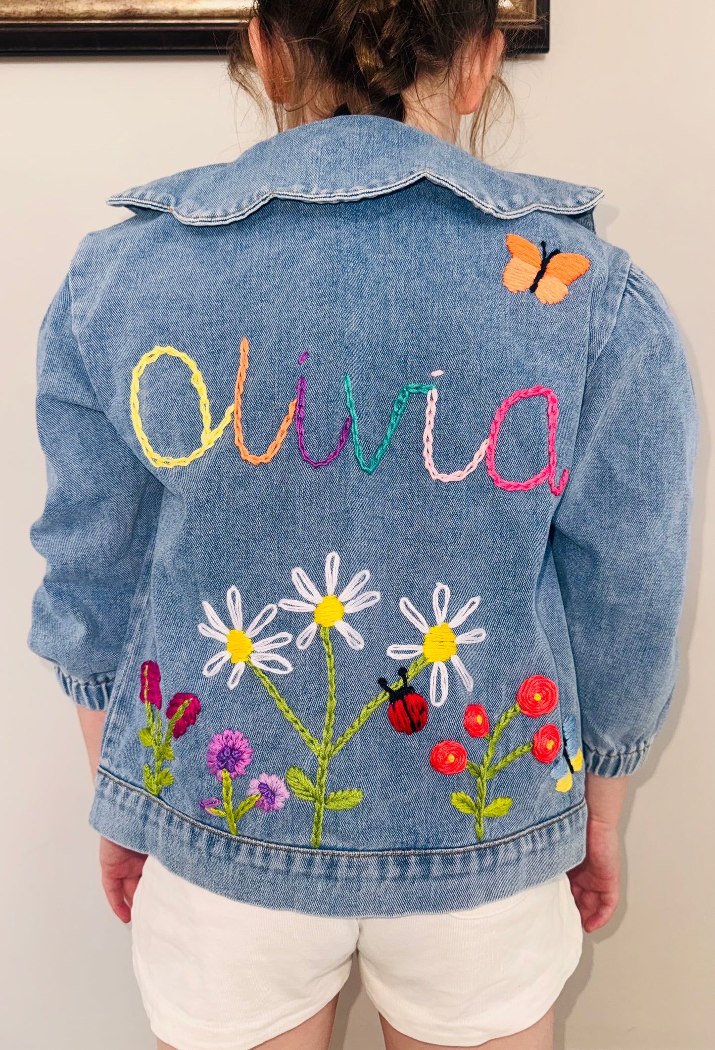 Personalised scalloped collar denim jacket