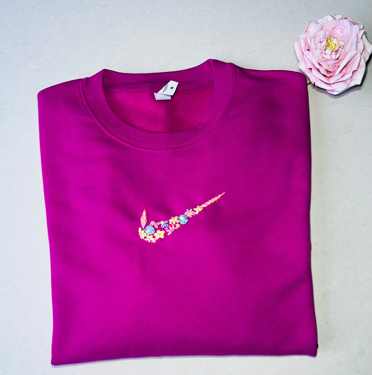 NEW.. Beautiful Adults hand embroidered floral sweatshirt.