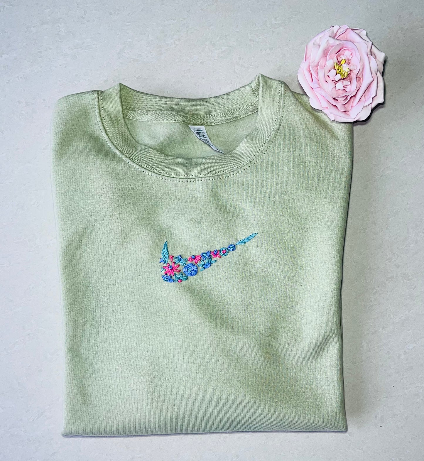 NEW.. Beautiful Adults hand embroidered floral sweatshirt.