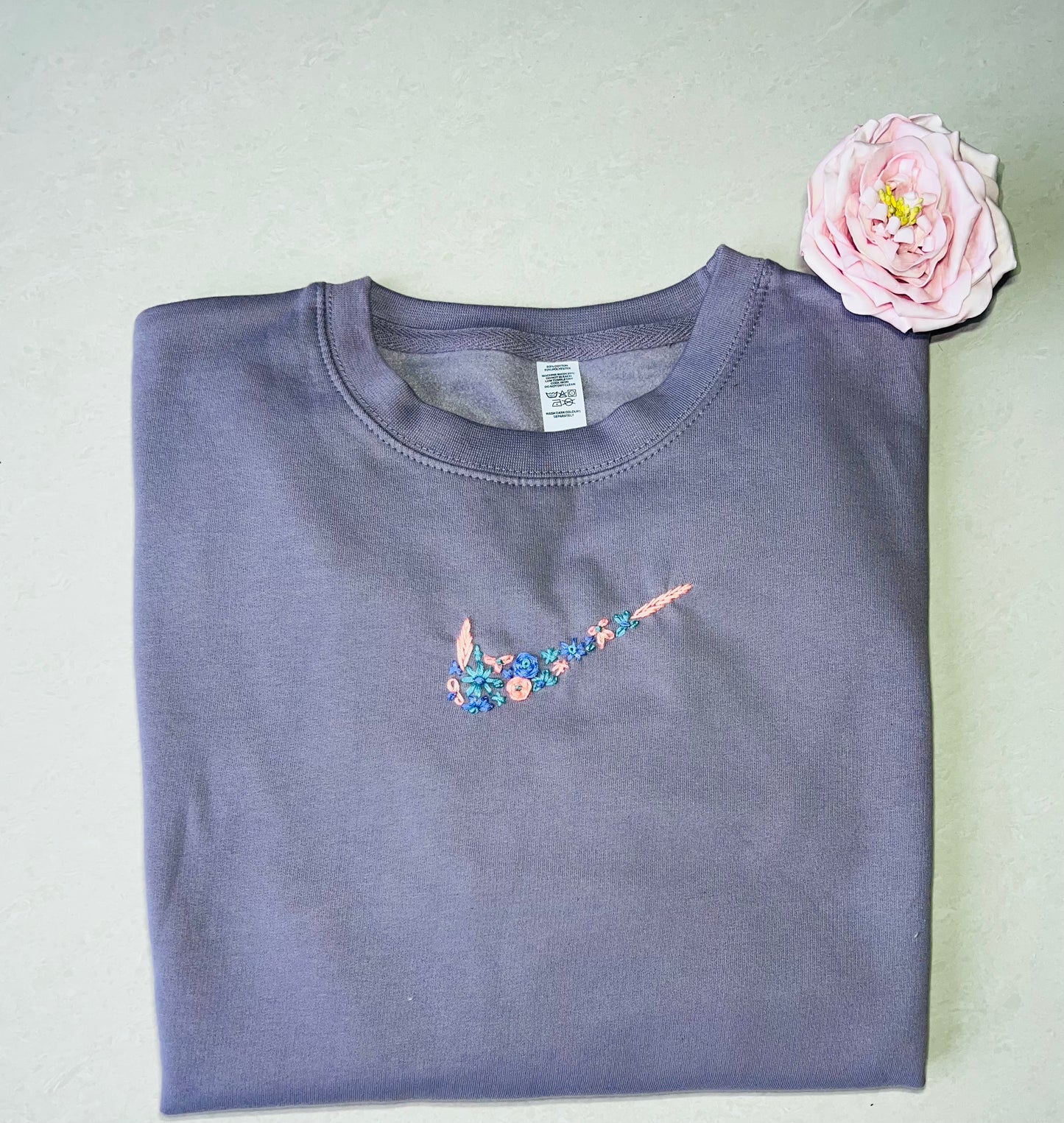 NEW.. Beautiful Adults hand embroidered floral sweatshirt.