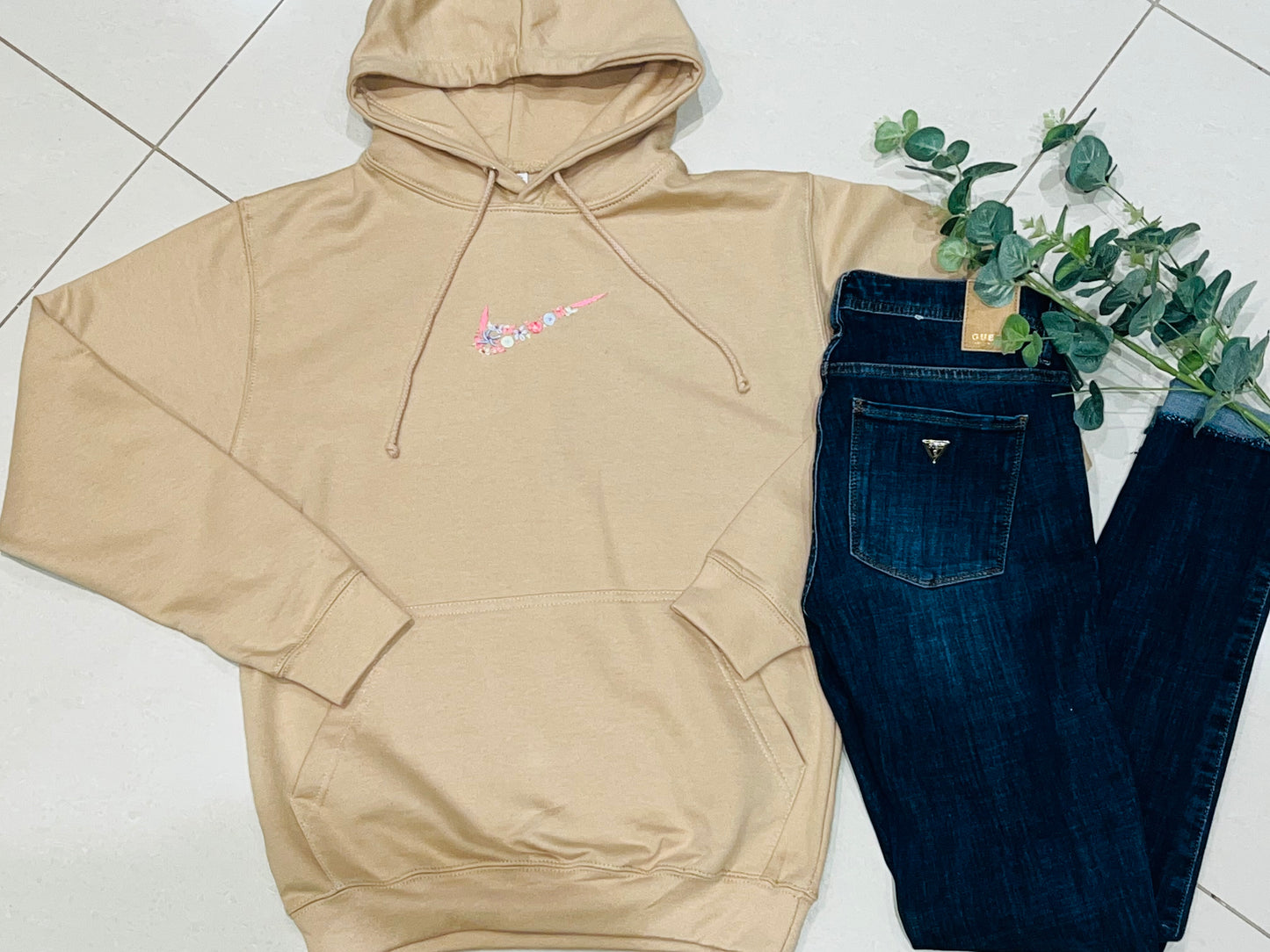 Beautiful Adults hand embroidered floral hoodie.