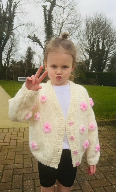 Kids Personalised Floral Knit Cardigan
