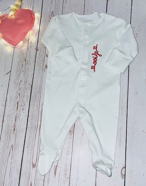 Baby Personalised Heart Sleepsuit