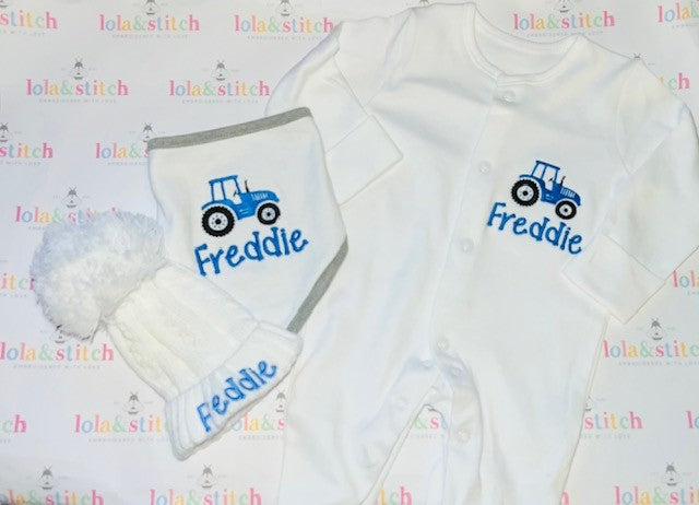 Baby Personalised Tractor Gift Set