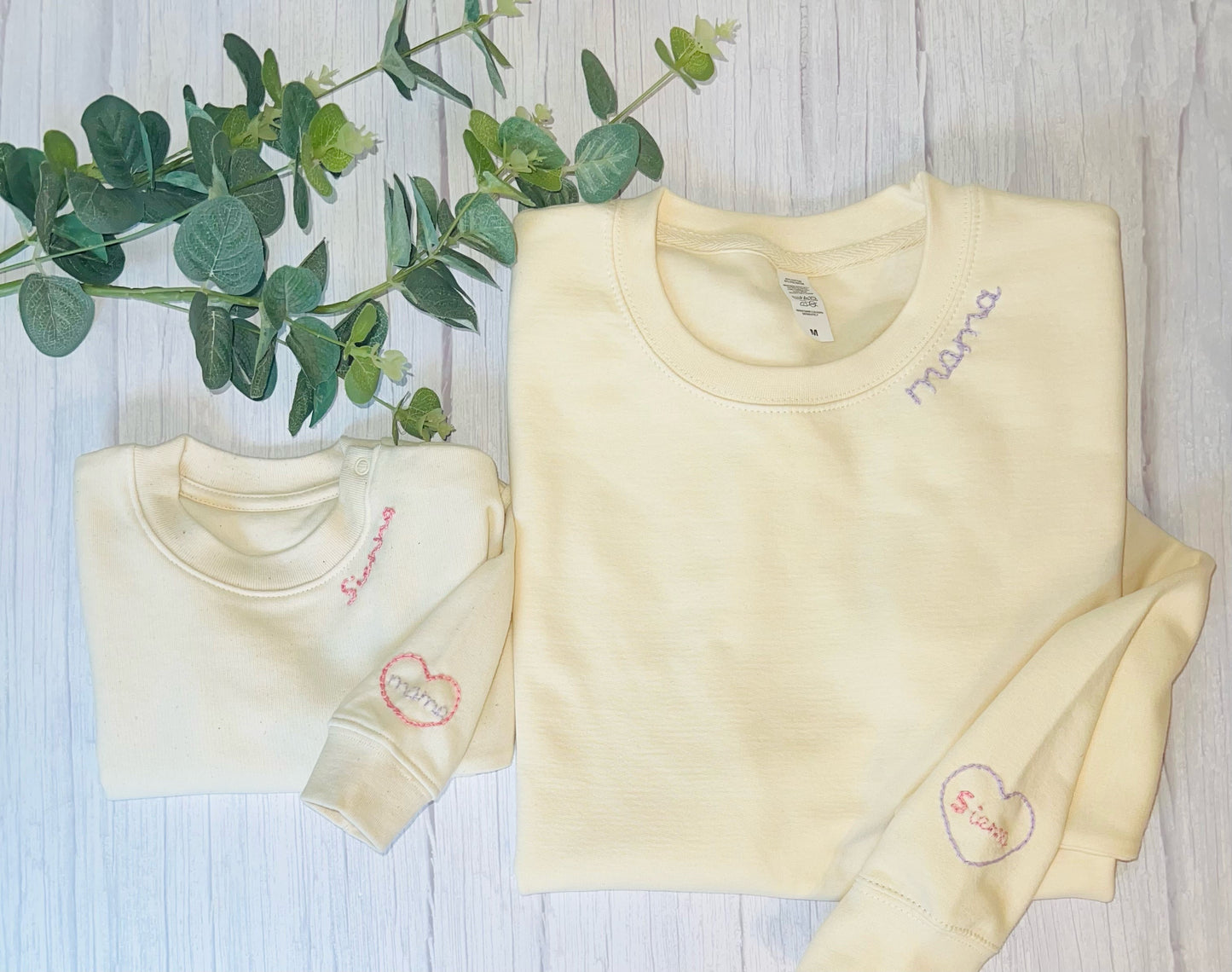 Kids Hand Embroidered Personalised Neck/sleeve detail Sweatshirt