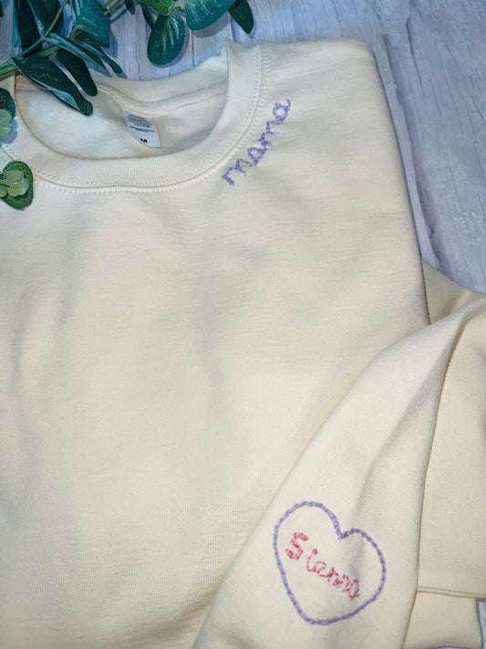 Hand Embroidered Mama Sweatshirt